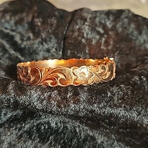 14k Rose Gold Hawaiian Hinged Bangle Bracelet with Double Lock Closure 38.13g